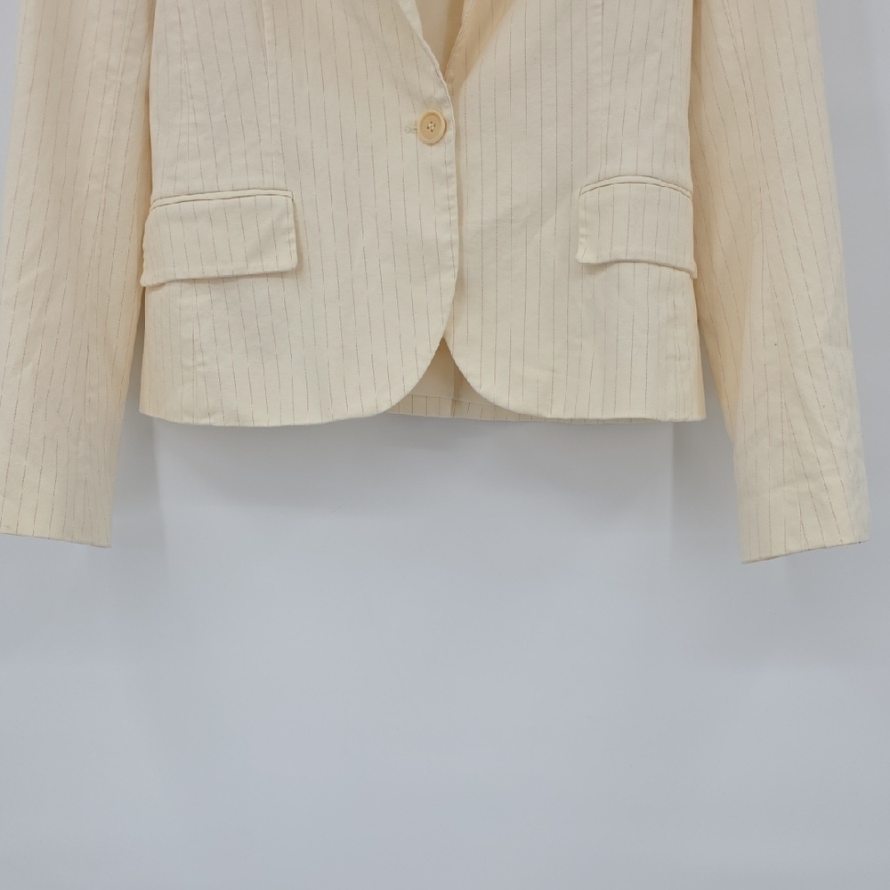 Theory Pink Pinstripe Cream Blazer Women's Size 10 - Picture 3 of 9